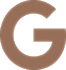 Stylized brown letter G logo.